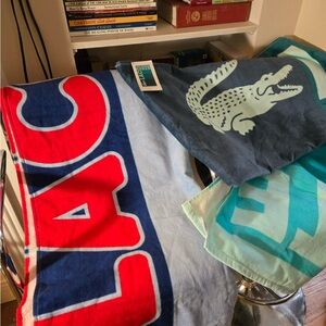 Lacoste Graphic Beach Towels - Red, Blue, Teal